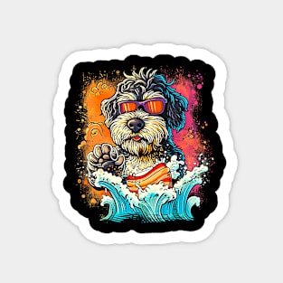 Colourful Cool Golden Doodle Dog with Sunglasses Sticker